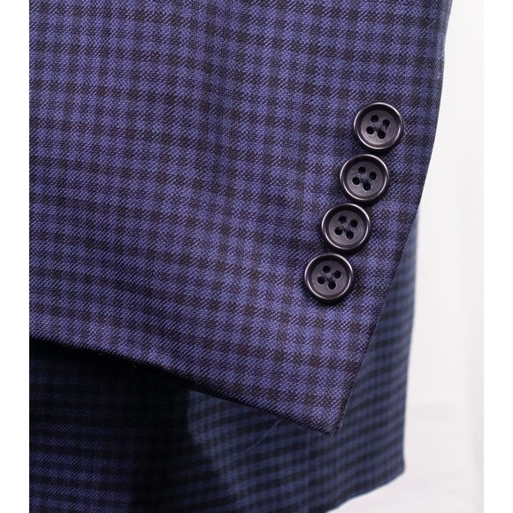 Jos A Bank Signature Silk & Wool 2 Button Blue Gingham Check Blazer Mens 46R - Picture 8 of 15